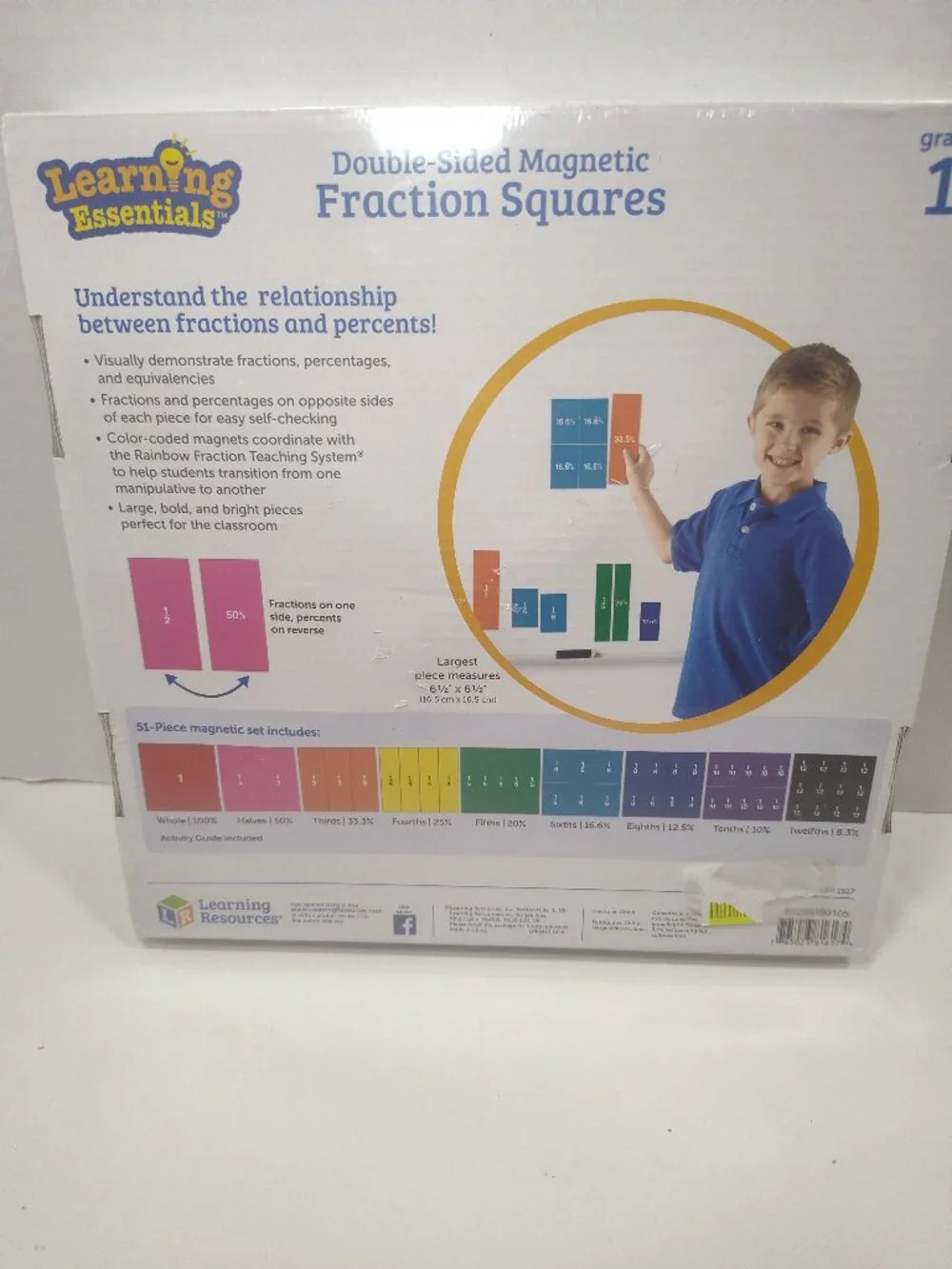 Learning Resources Double-Sided Magnetic Fraction Squares LER1617 51 Pc Sealed